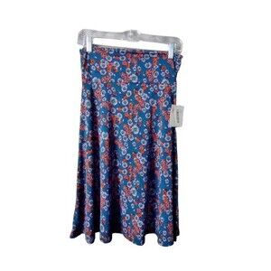 LuLaRoe Azure A-Line Knee Length Skirt Green Multicolored Floral Size Small New